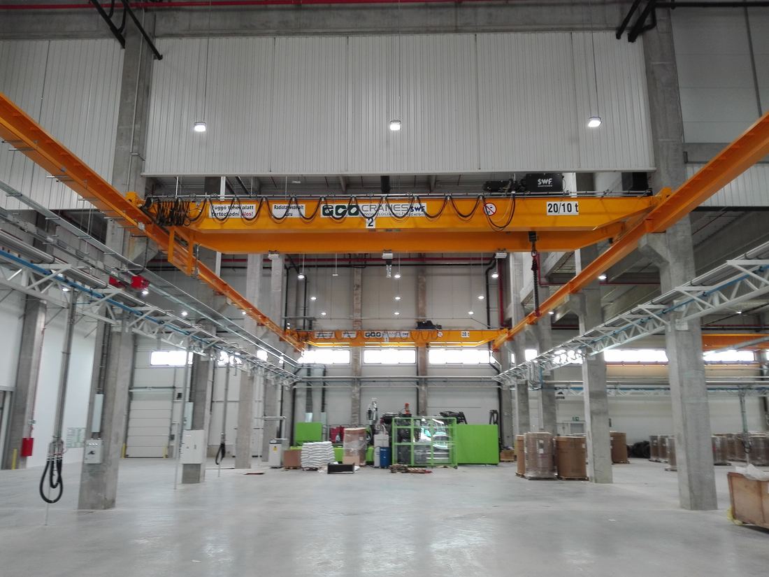 Kétfőtartós híddaru futó fékkel – Eco-Cranes