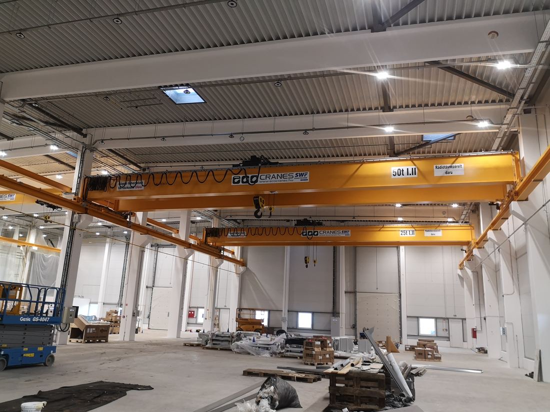 Ipari híddaru gyártócsarnokban – Eco-Cranes